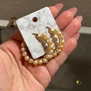 Gold dipped pearl earrings